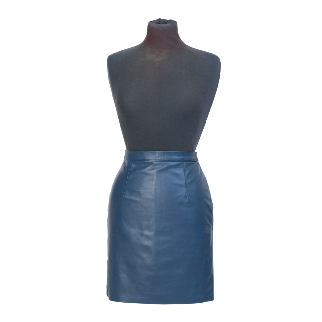 Gonna in Pelle Blu Donna