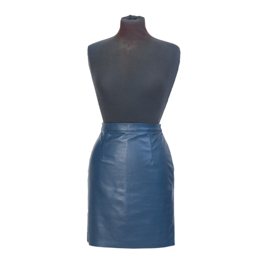 Gonna in Pelle Blu Donna