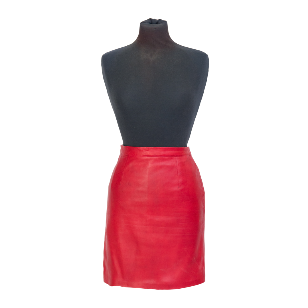 Gonna in Pelle Rossa Donna
