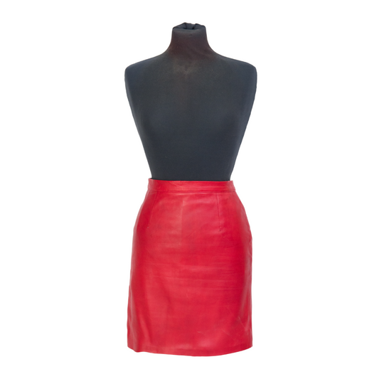 Gonna in Pelle Rossa Donna