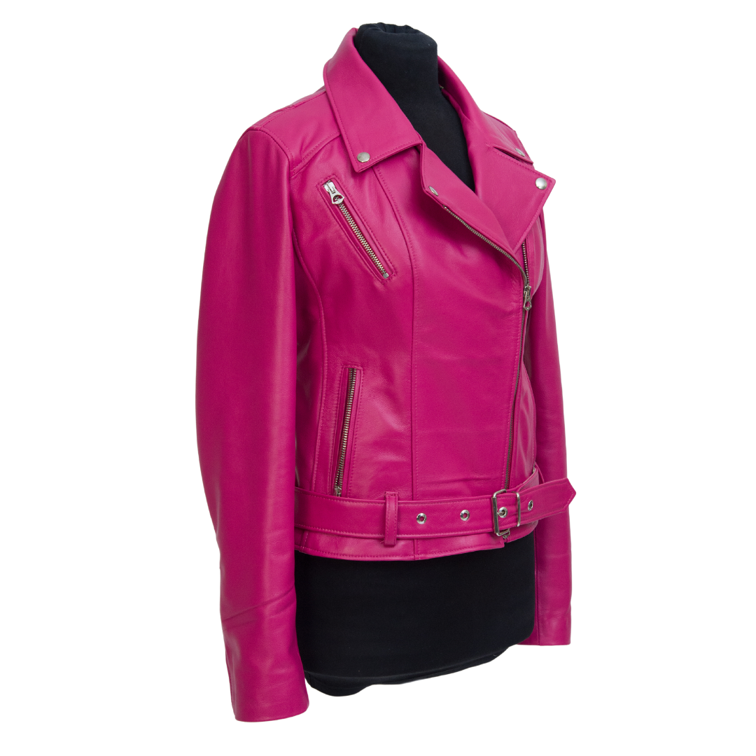 Chiodo in Pelle Fucsia Donna