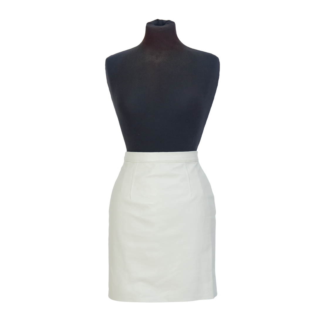 Gonna in Pelle Bianco Latte Donna