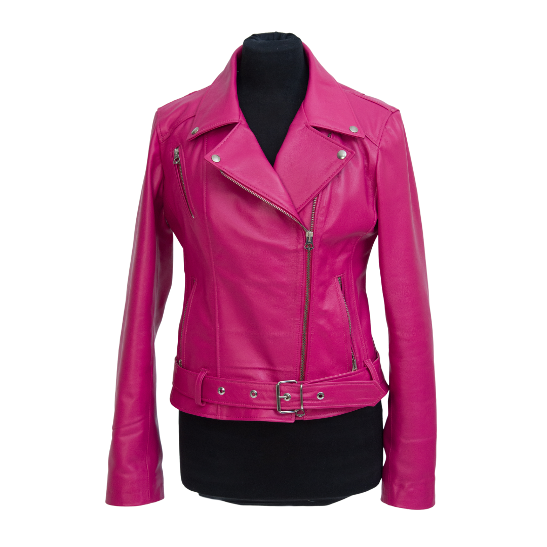 Chiodo in Pelle Fucsia Donna