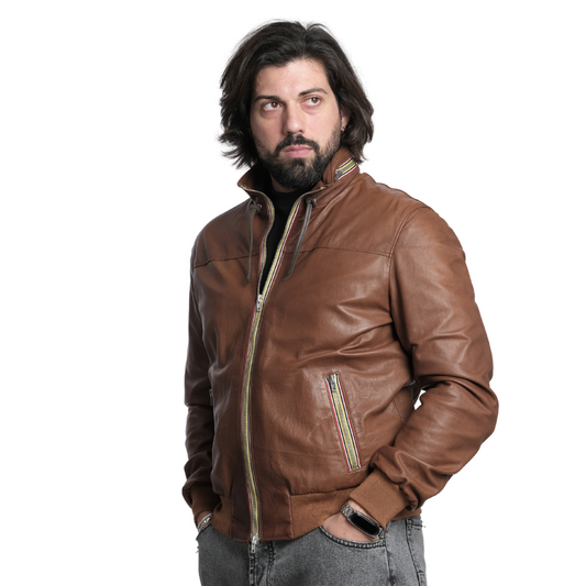 Bomber con Laccetto Cuoio Uomo