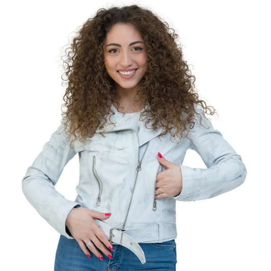 Chiodo in Pelle Bianco Donna