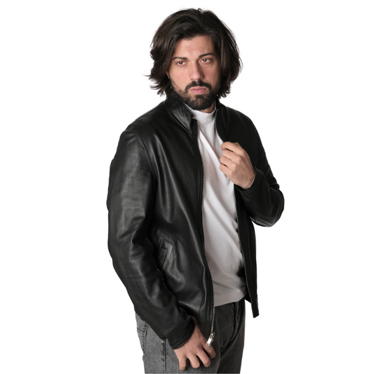 Giubbotto in Pelle & Nappa doubles Nero