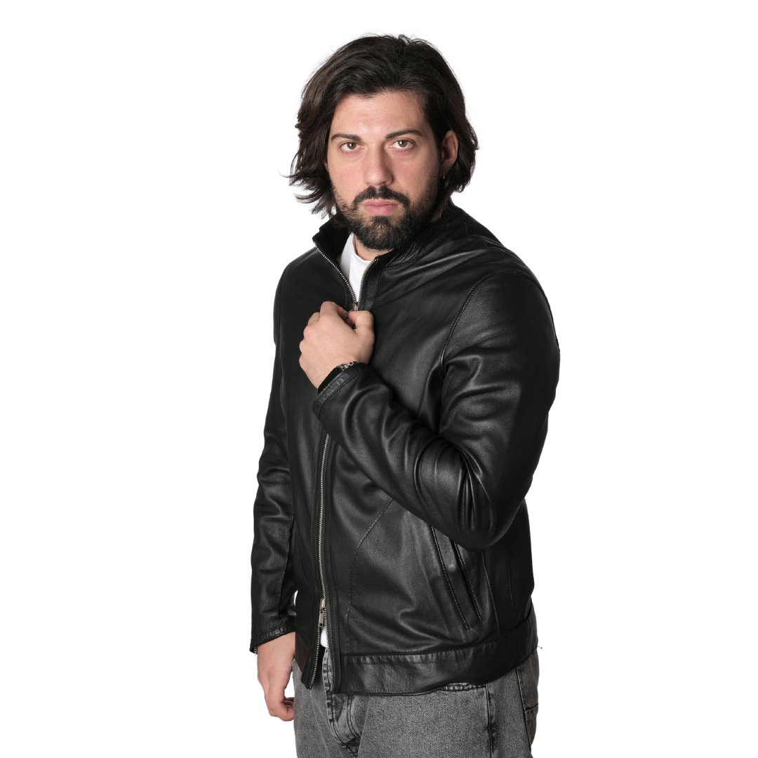 Giubbotto in Pelle & Nappa doubles Nero