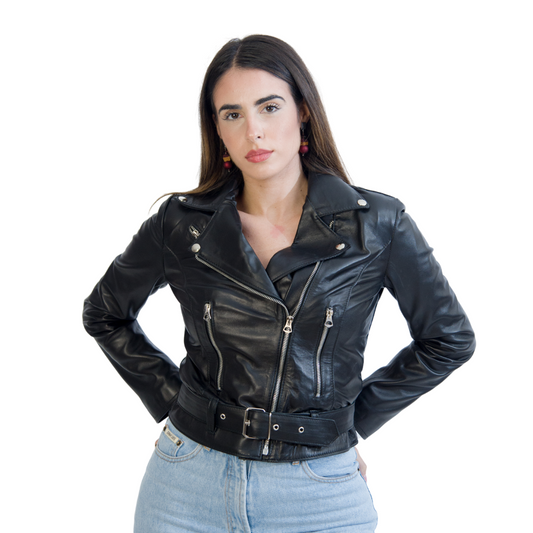 Chiodo in Pelle Nero Donna