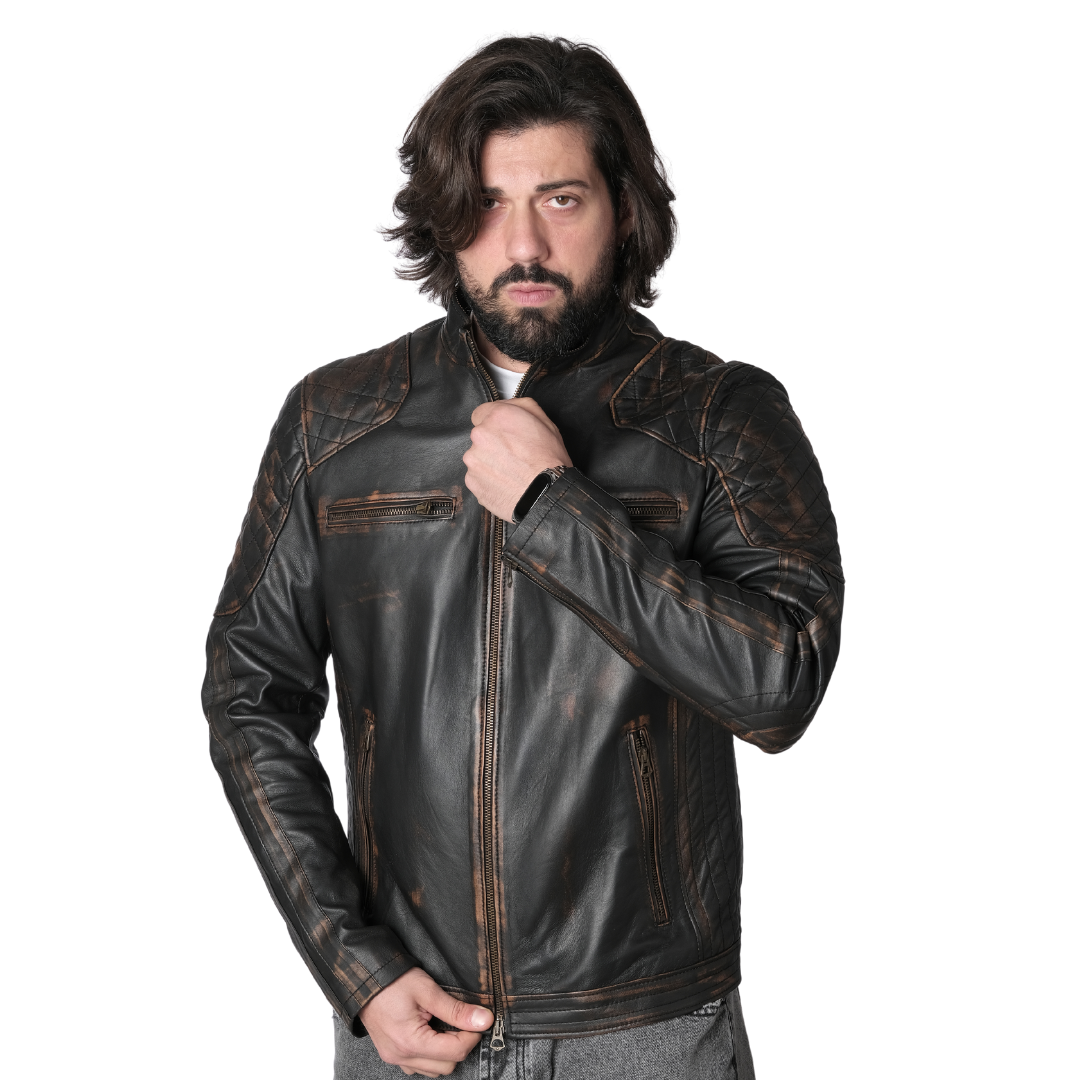 Motorcycle Nappa Nero modello Vintage Uomo