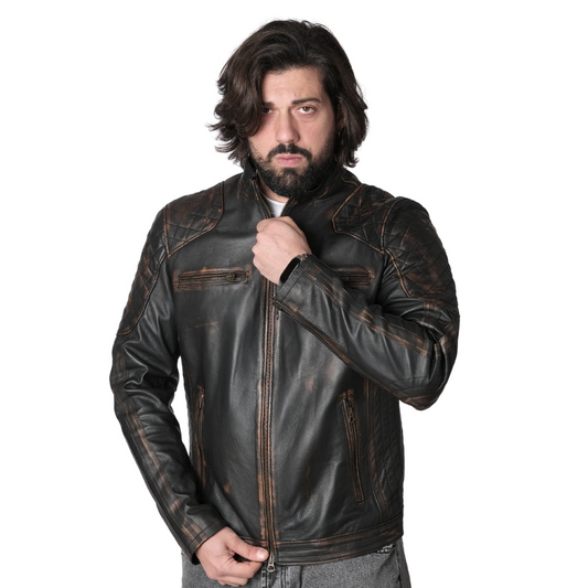 Motorcycle Nappa Nero modello Vintage Uomo