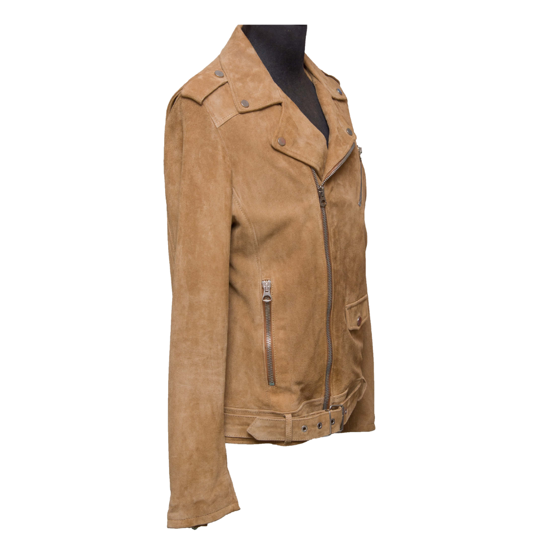 Chiodo in Pelle Scamosciata Miele