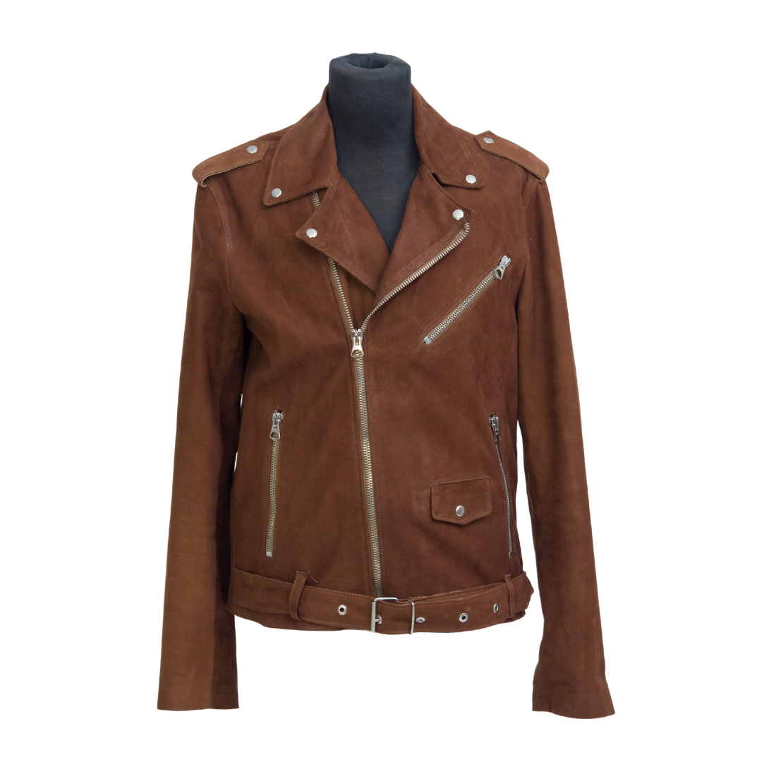 Chiodo in Pelle Scamosciata Marrone