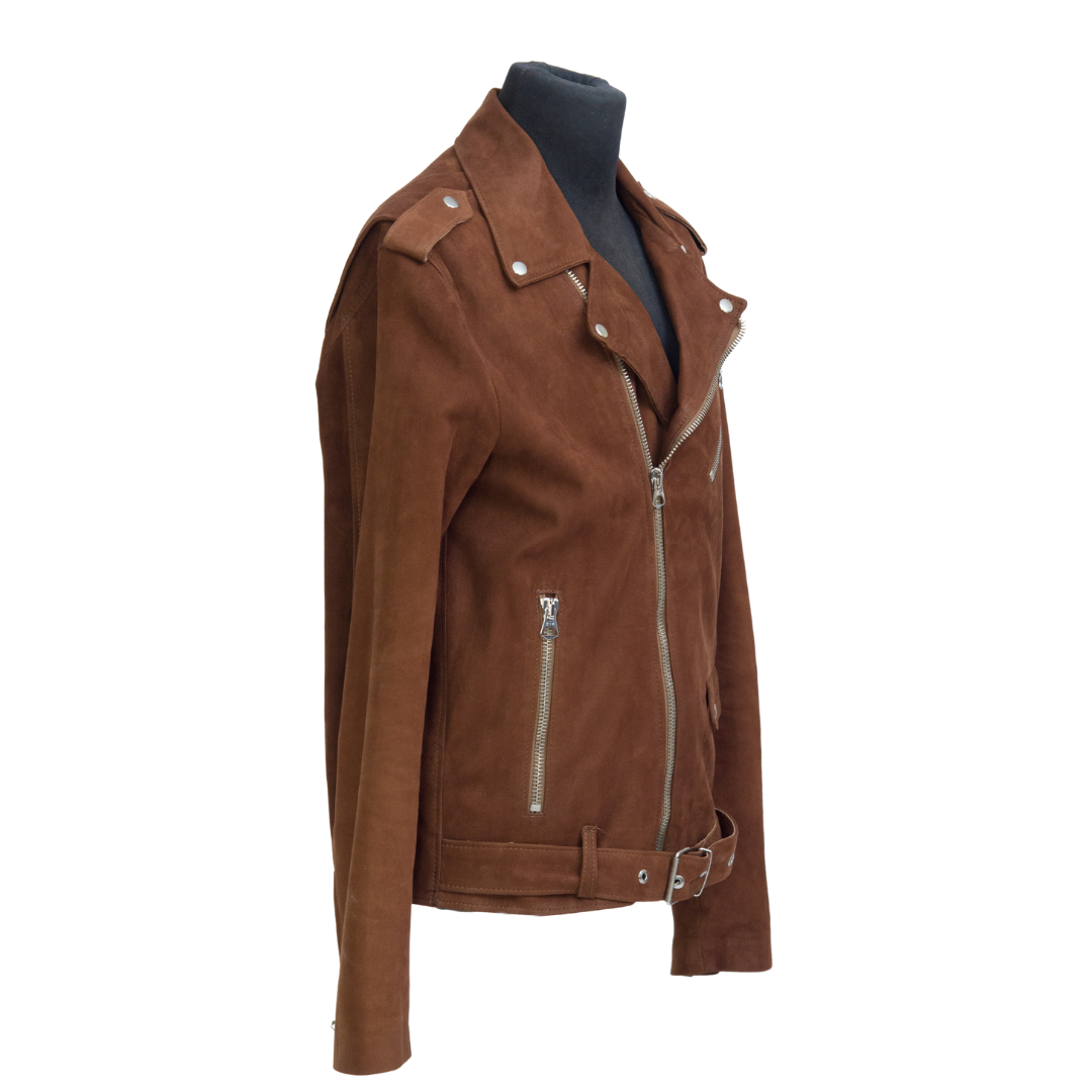 Chiodo in Pelle Scamosciata Marrone