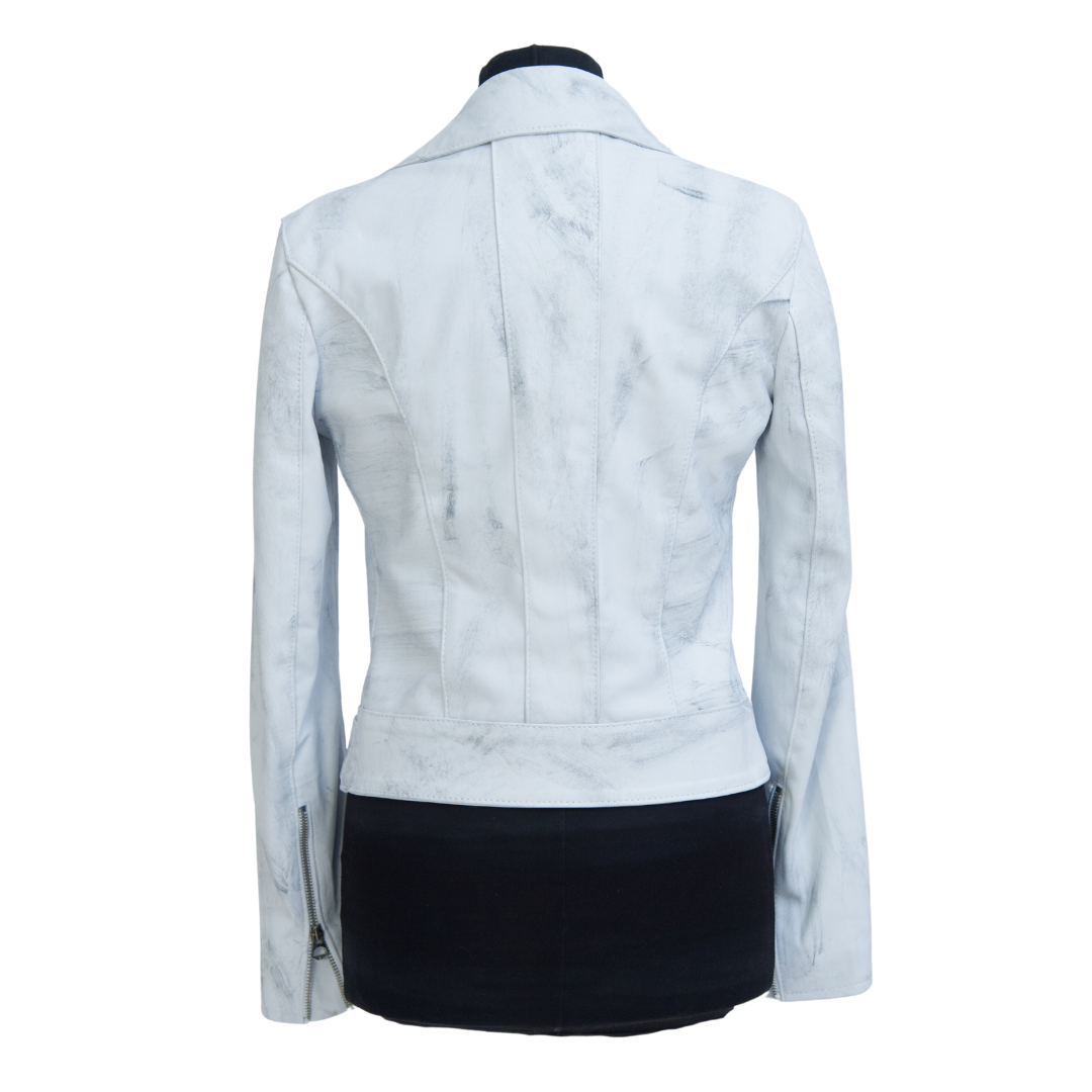 Chiodo in Pelle Bianco Donna