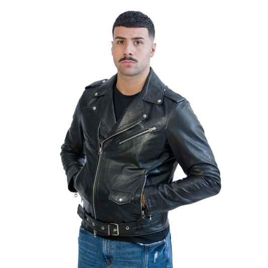 Chiodo in Pelle Nero Uomo