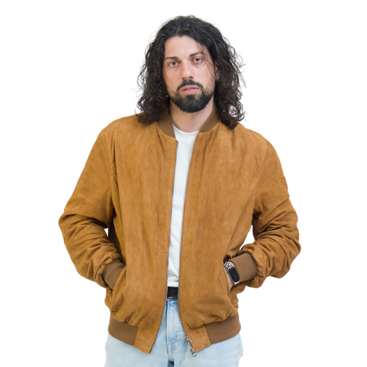 Bomber Scamosciato Cammello Uomo