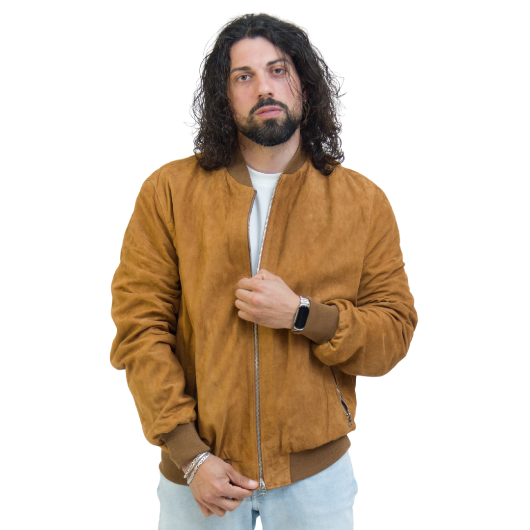 Bomber Scamosciato Cammello Uomo