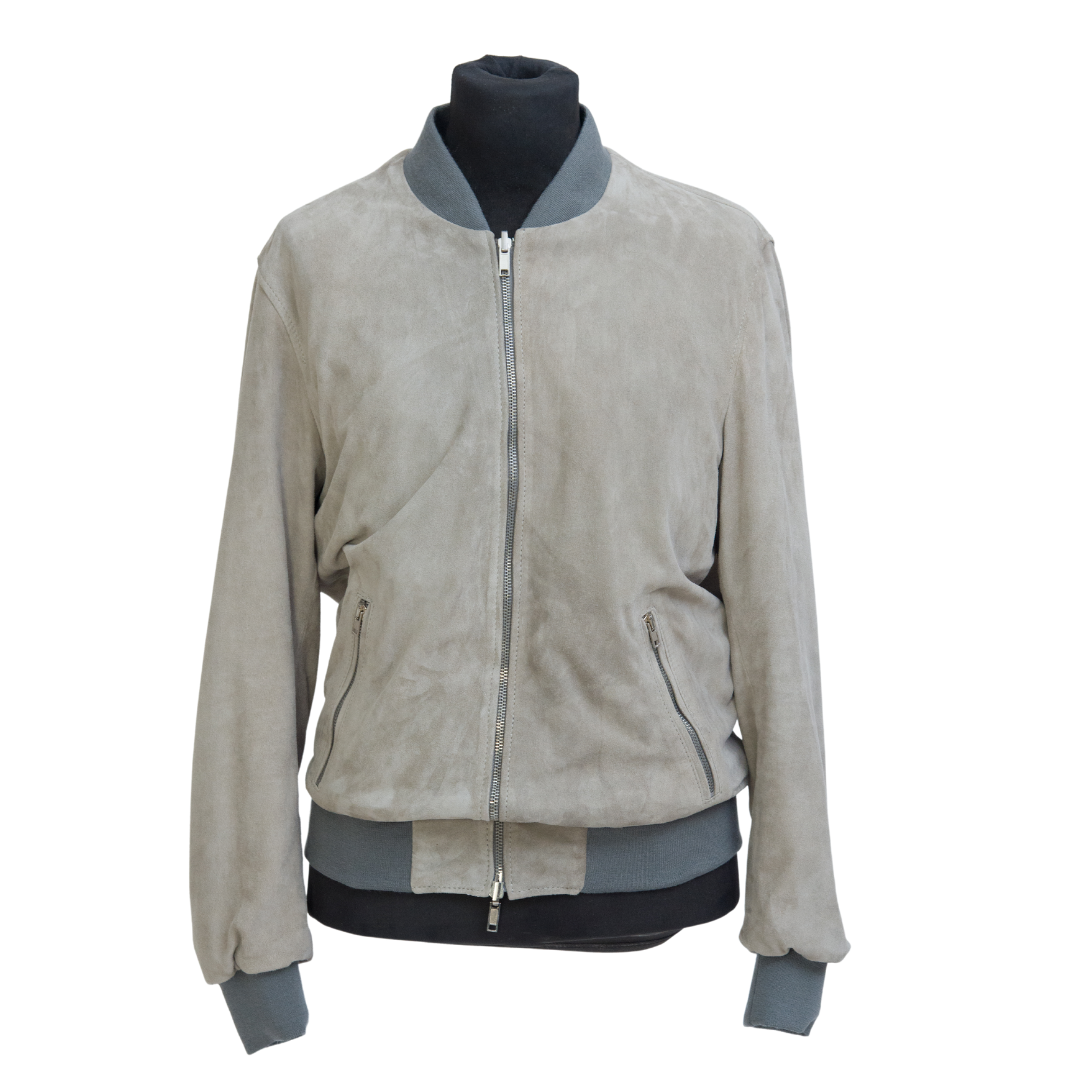 Bomber Scamosciato Grigio Chiaro Uomo