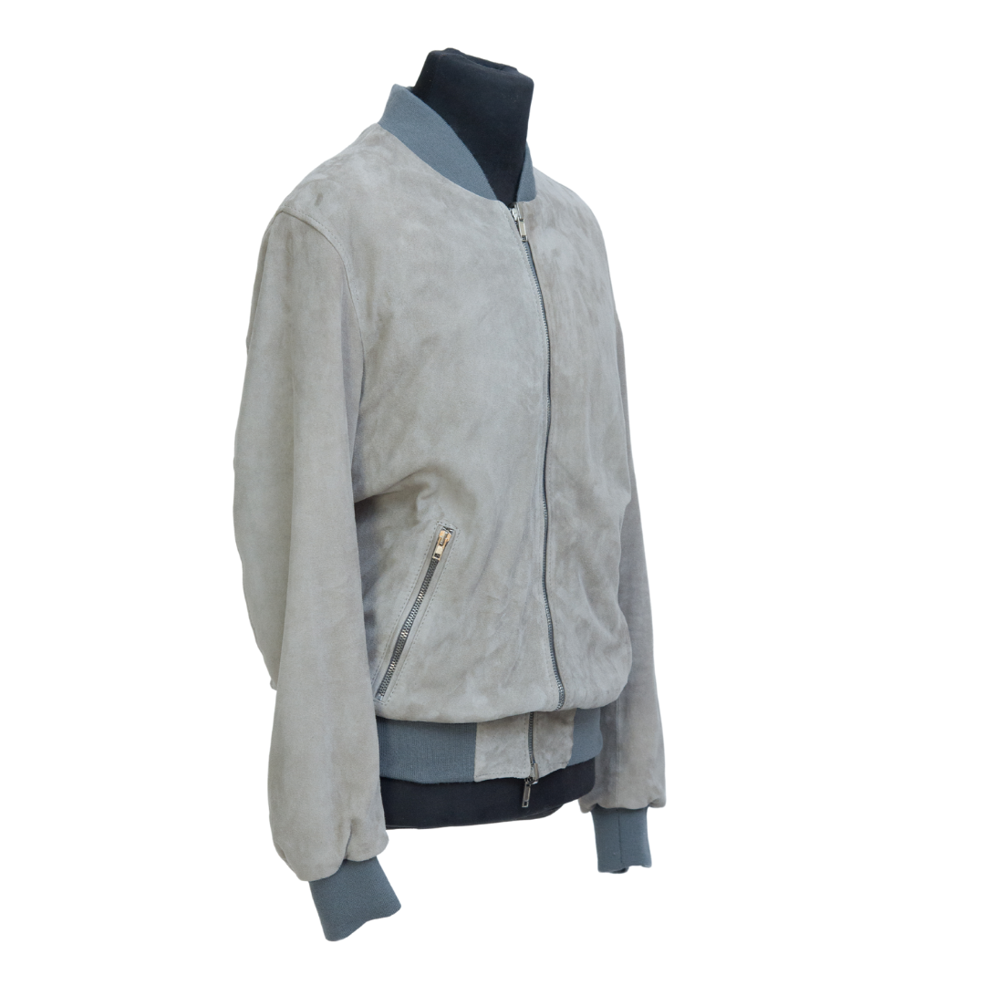 Bomber Scamosciato Grigio Chiaro Uomo
