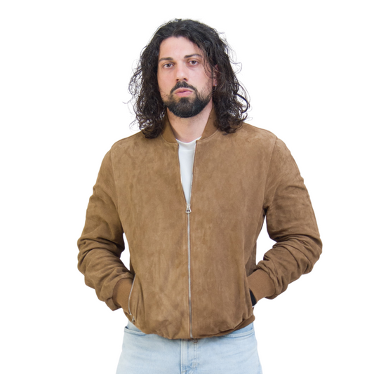 Bomber Scamosciato Miele Uomo