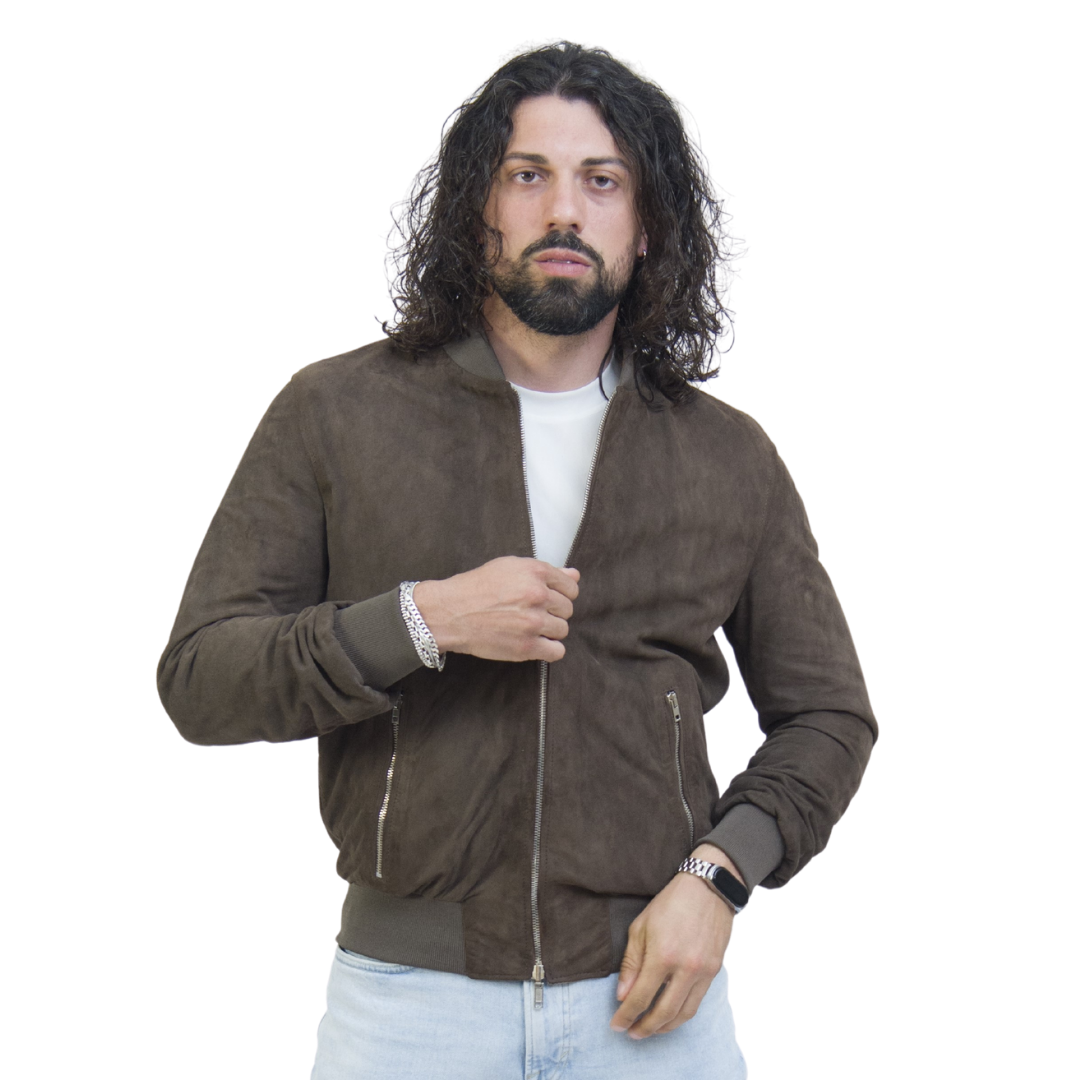 Bomber Scamosciato Testa di Moro Uomo