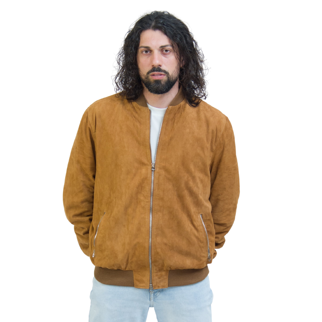 Bomber Scamosciato Cammello Uomo