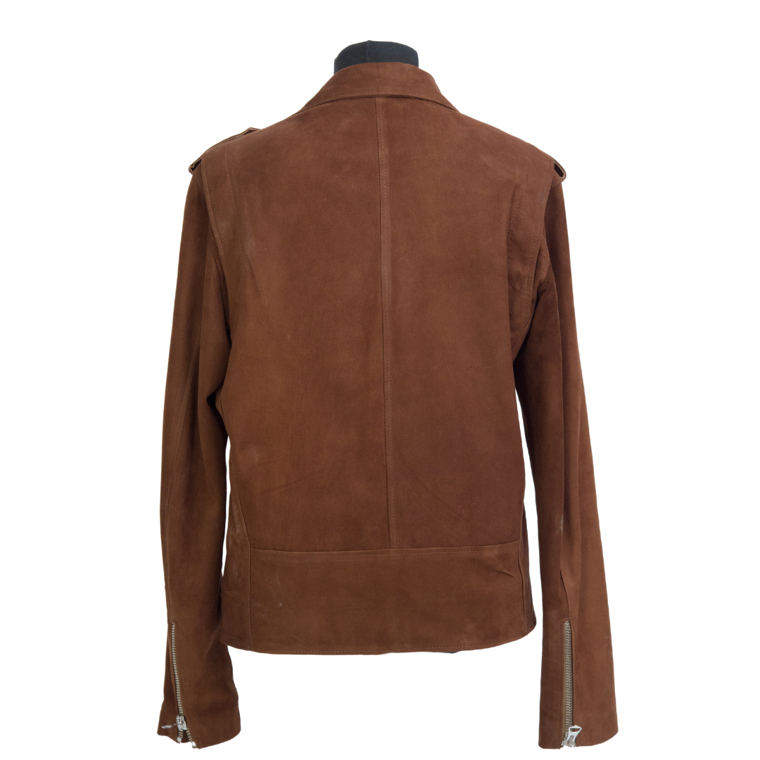 Chiodo in Pelle Scamosciata Marrone