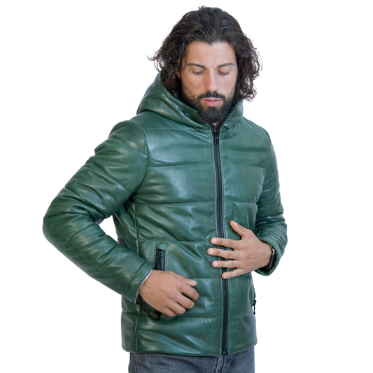 Piumino con cappuccio Verde Uomo