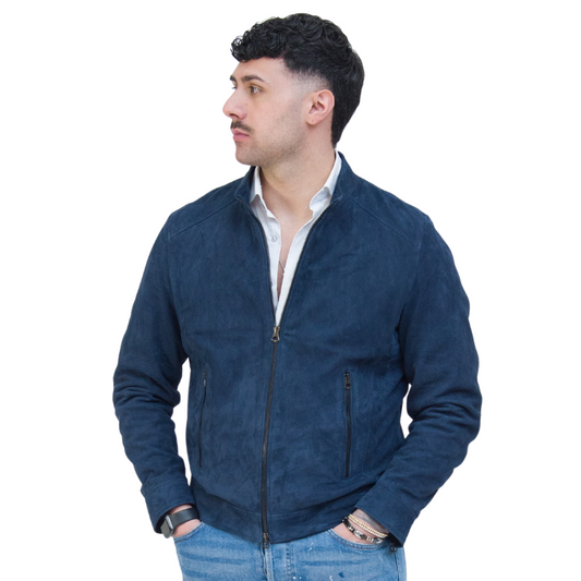 Giubbotto Classic Scamosciato Blu Uomo