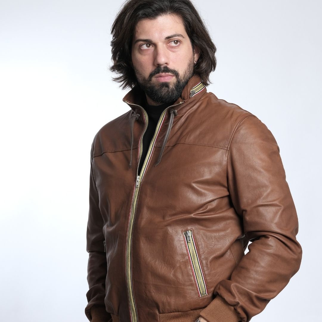 Bomber in Nappa effetto Cuoio Uomo