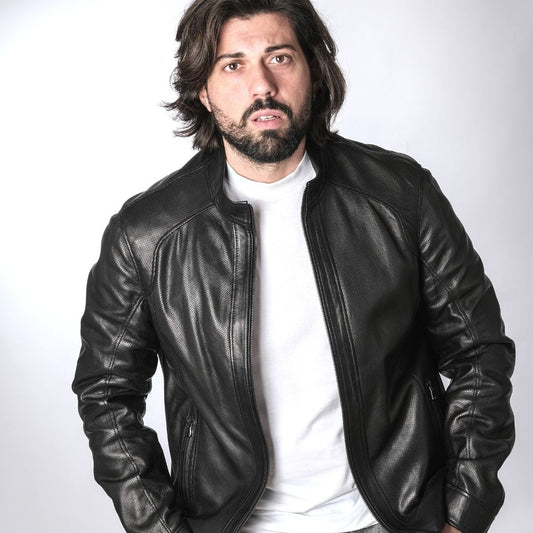 Giubbino in pelle traforato