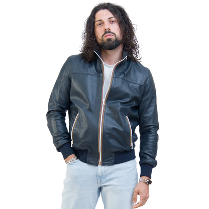 Bomber con Laccetto Blu Uomo